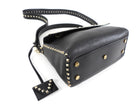 Valentino Garavani Black Grained Leather Rockstud Two Way Flap Bag