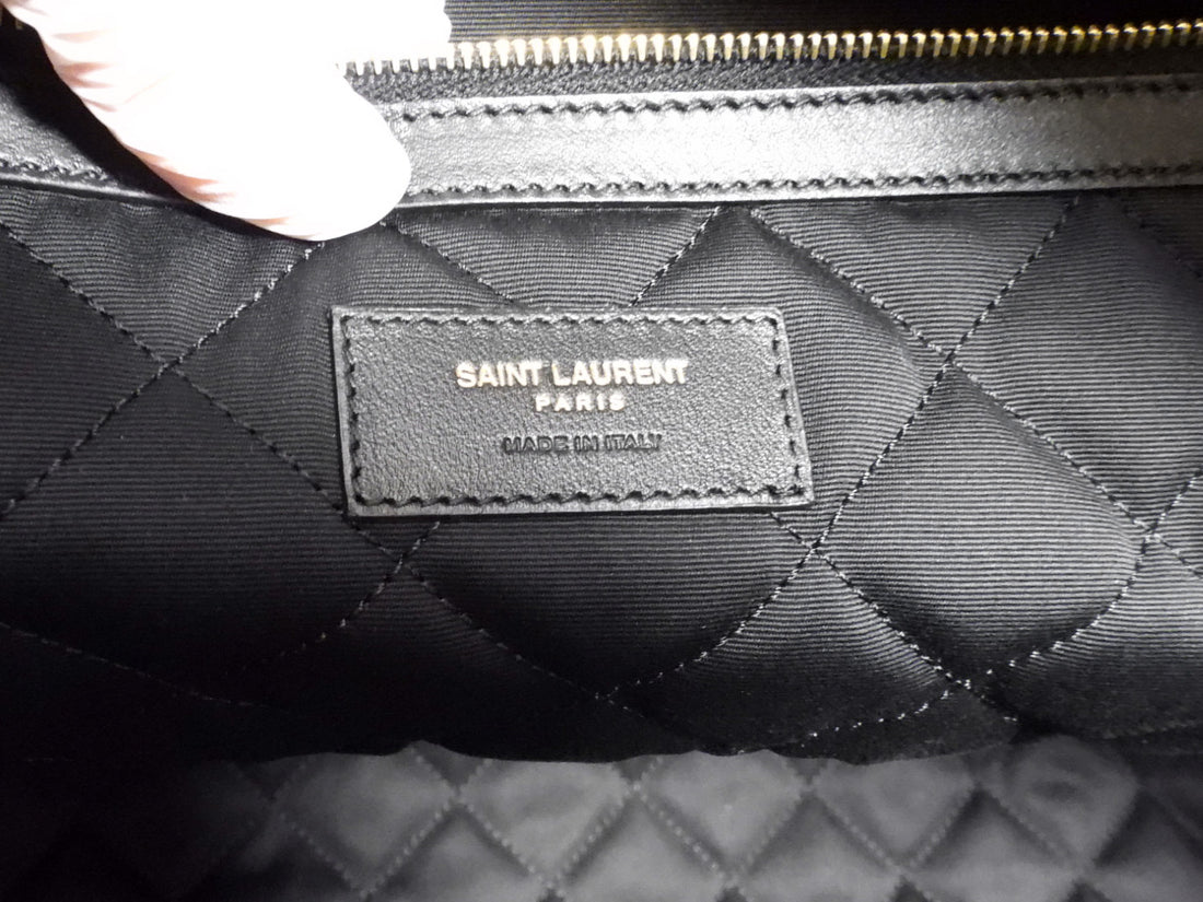 Saint Laurent Black Leather Quilted Large ES Travel Overnight Bag
