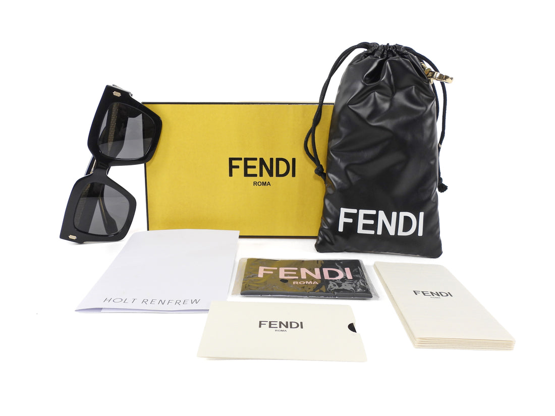 Fendi Black Large Square Acetate Sunglasses