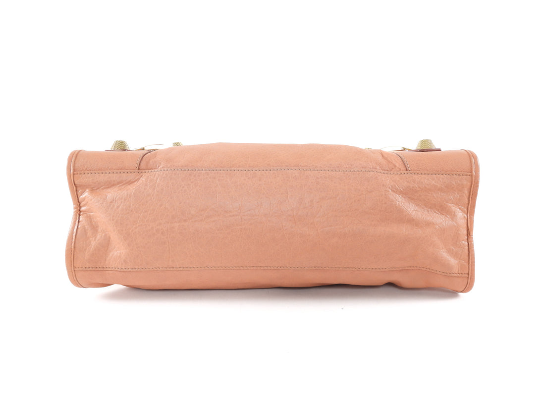 Balenciaga Giant 21 Stud Salmon Pink Leather City Bag  GHW