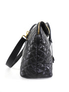 Saint Laurent Black Leather Quilted Large ES Travel Overnight Bag