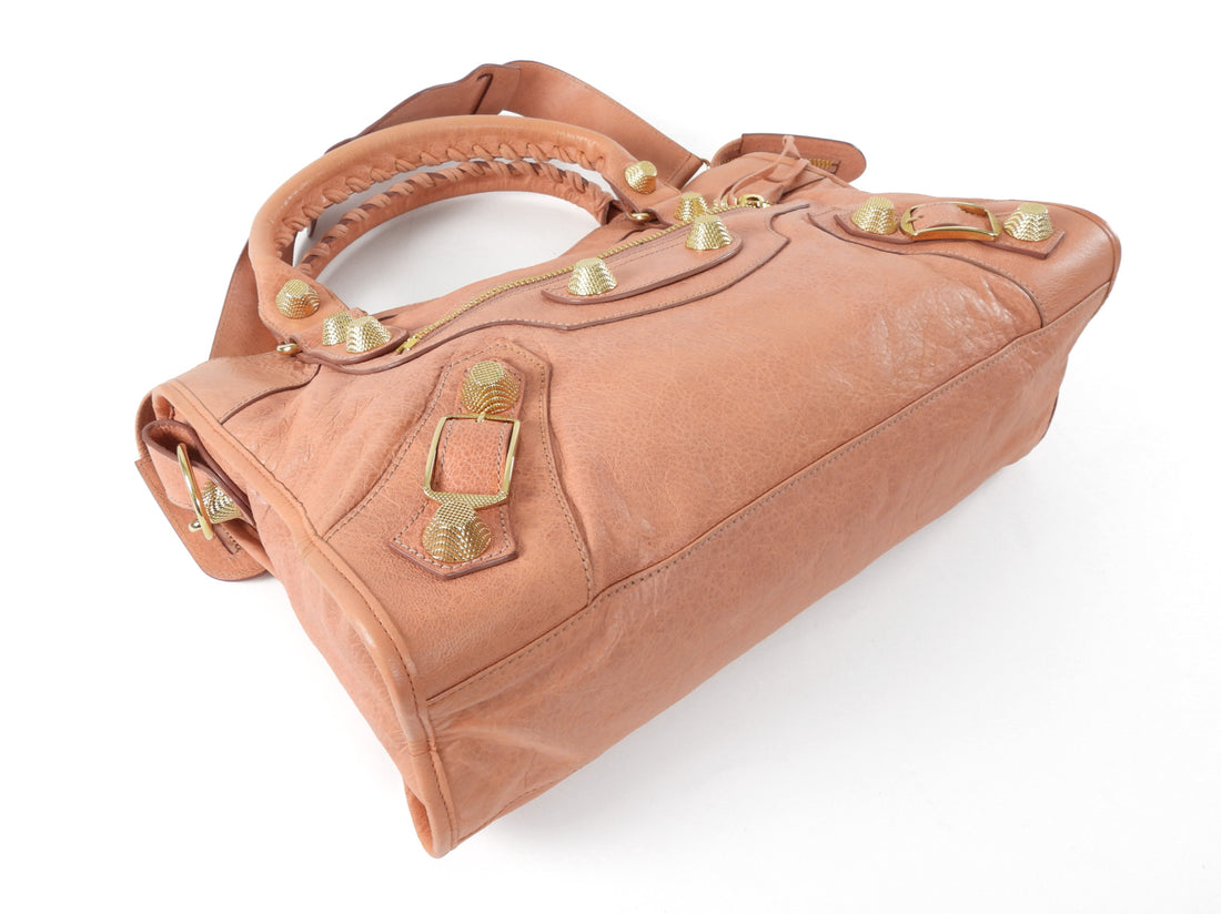 Balenciaga Giant 21 Stud Salmon Pink Leather City Bag  GHW