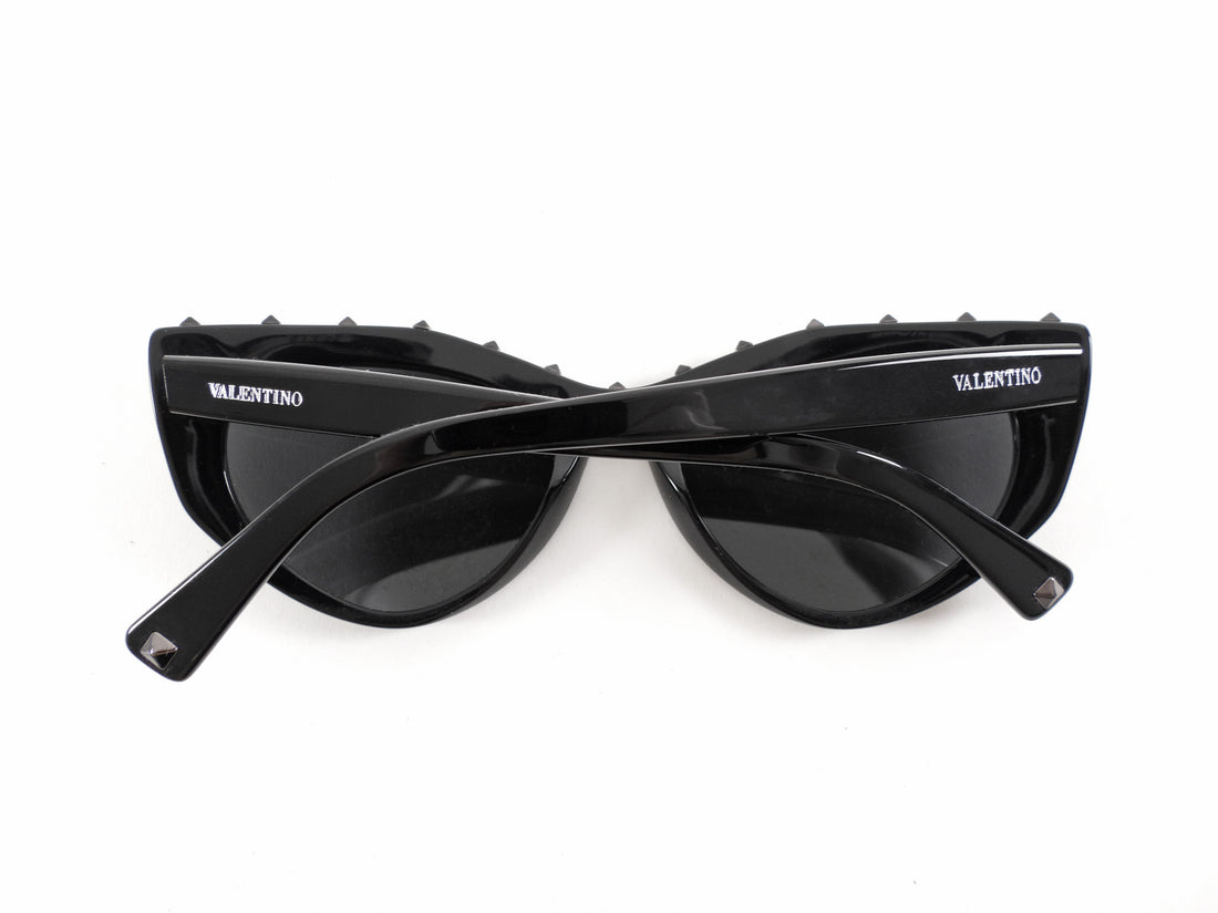 Valentino VA4060 Black Acetate Cat Eye Rockstud Sunglasses