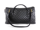 Saint Laurent Black Leather Quilted Large ES Travel Overnight Bag