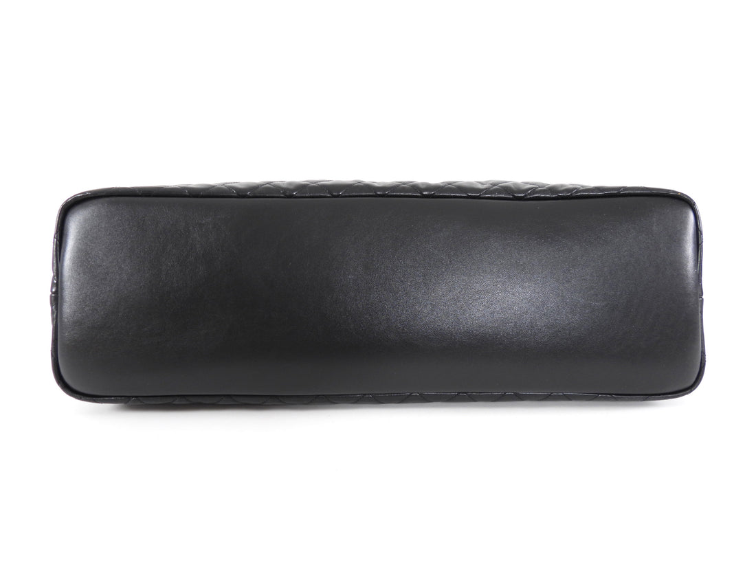Saint Laurent Black Leather Quilted Large ES Travel Overnight Bag