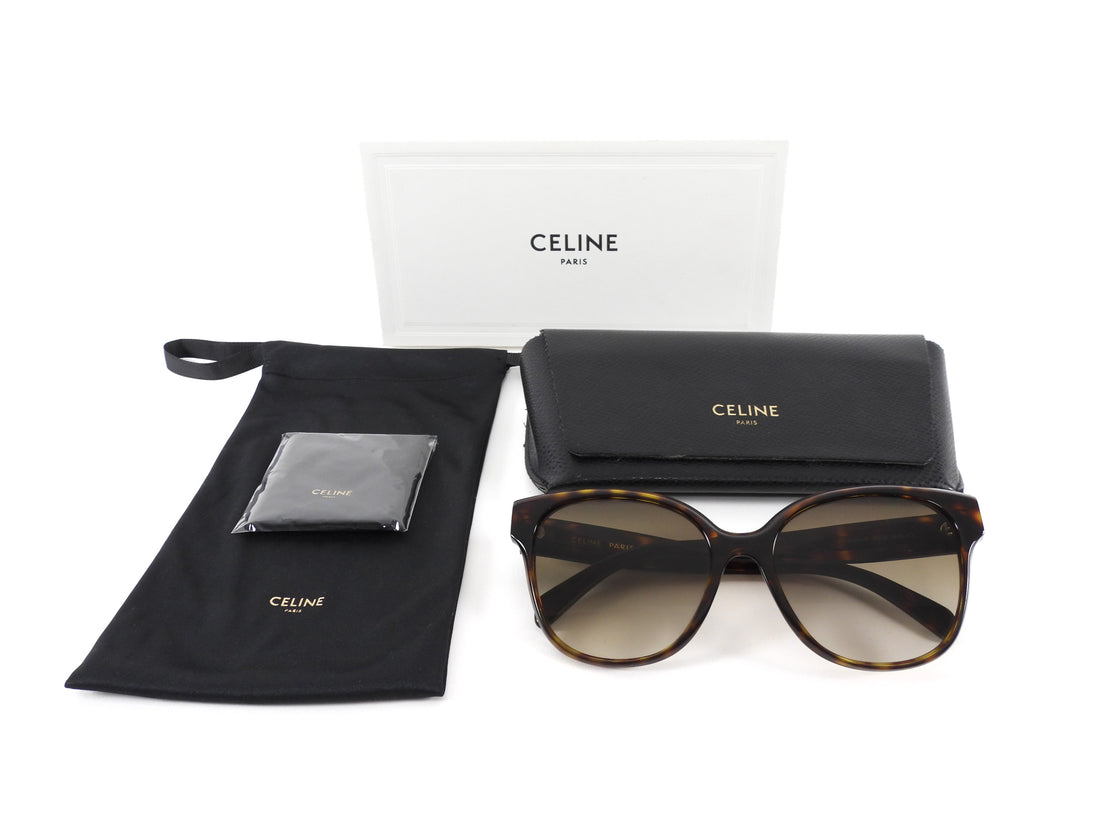 Celine Brown Rounded Cat EyeTortoise Havana Sunglasses CL40204F