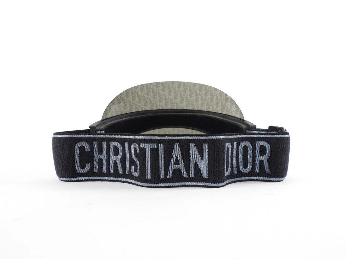 Christian Dior Black and Grey Mirrored Oblique Club Visor