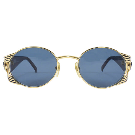 Gianni Versace Gold Black 90s Vintage Medusa Head Round Sunglasses MOD.S65