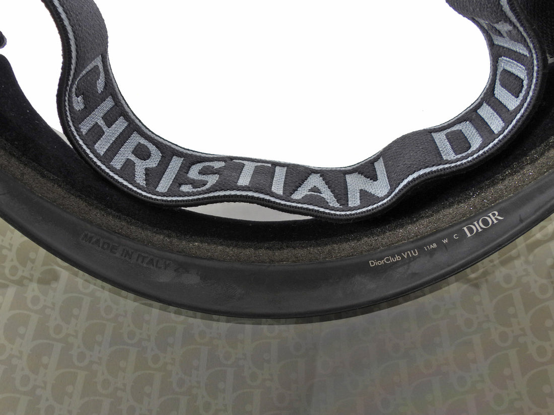 Christian Dior Black and Grey Mirrored Oblique Club Visor