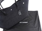 Saint Laurent Rive Gauche Black Raffia Large Overnight Travel Bag