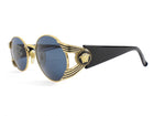 Gianni Versace Gold Black 90s Vintage Medusa Head Round Sunglasses MOD.S65