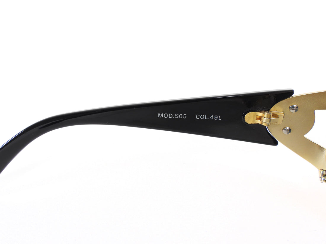 Gianni Versace Gold Black 90s Vintage Medusa Head Round Sunglasses MOD.S65