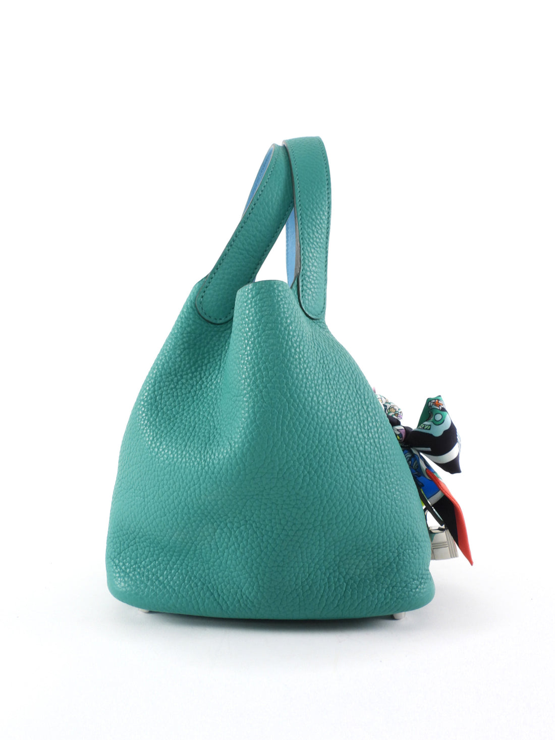 Hermes Picotin 18 Vert Verone Taurillon Clemence / Bleu Du Nord Swift Leather Bag