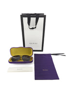 Gucci Brown Silver Tone Tortoise Shell and Metal Aviator Sunglasses GG0062S