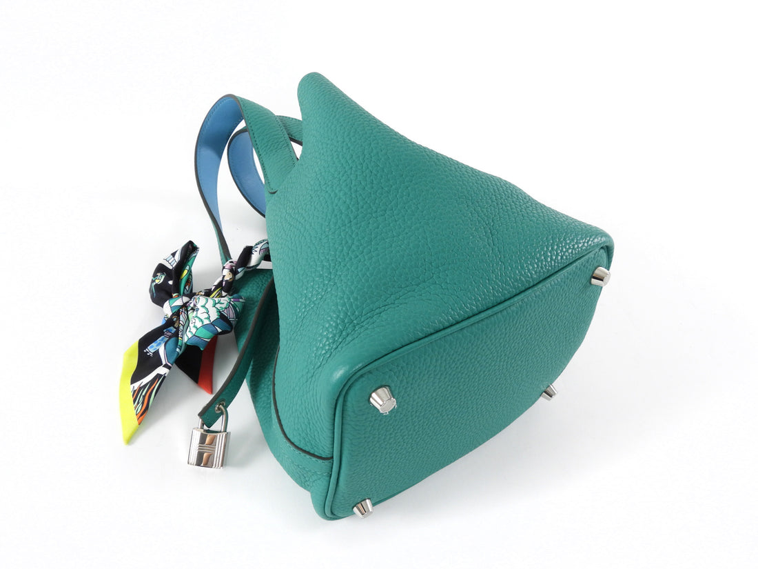 Hermes Picotin 18 Vert Verone Taurillon Clemence / Bleu Du Nord Swift Leather Bag