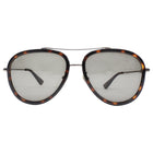 Gucci Brown Silver Tone Tortoise Shell and Metal Aviator Sunglasses GG0062S