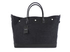 Saint Laurent Rive Gauche Black Raffia Large Overnight Travel Bag