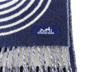 Hermes Casaque Vague Navy & Ivory Cashmere Fringe Scarf
