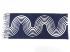 Hermes Casaque Vague Navy & Ivory Cashmere Fringe Scarf