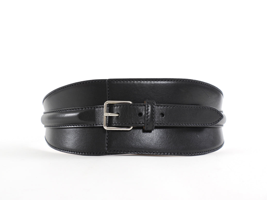 Alexander McQueen Black Leather Wide Waist Cincher Belt - 95 / 38
