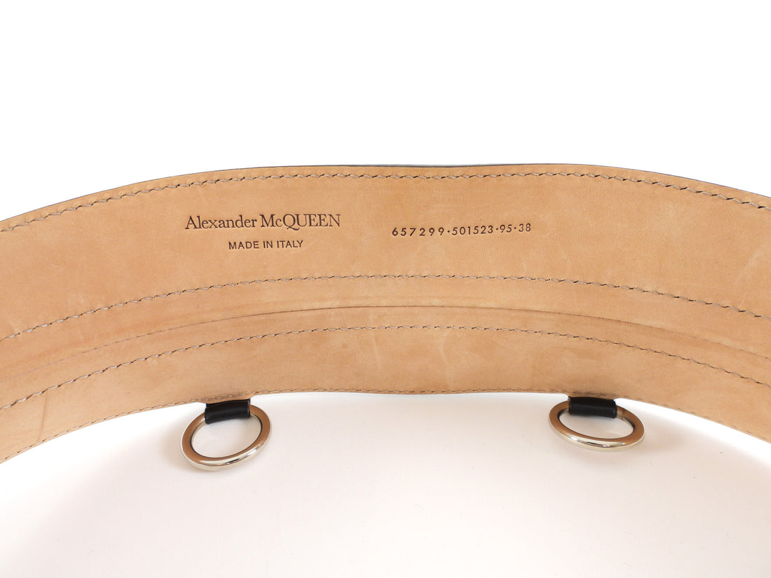 Alexander McQueen Black Leather Wide Waist Cincher Belt - 95 / 38
