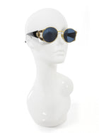 Gianni Versace Gold Black 90s Vintage Medusa Head Round Sunglasses MOD.S65