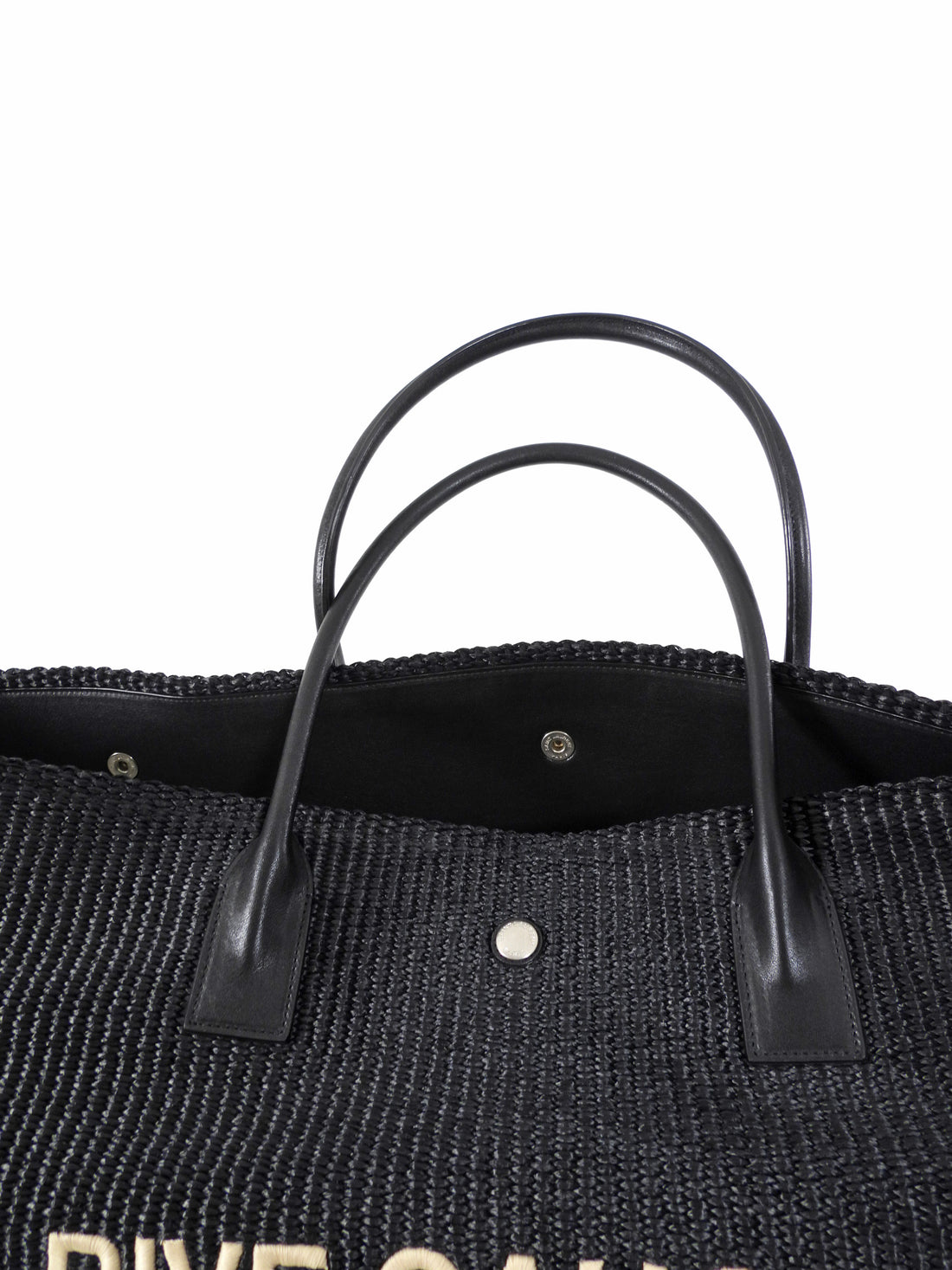 Saint Laurent Rive Gauche Black Raffia Large Overnight Travel Bag