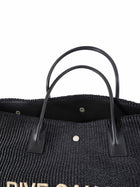 Saint Laurent Rive Gauche Black Raffia Large Overnight Travel Bag