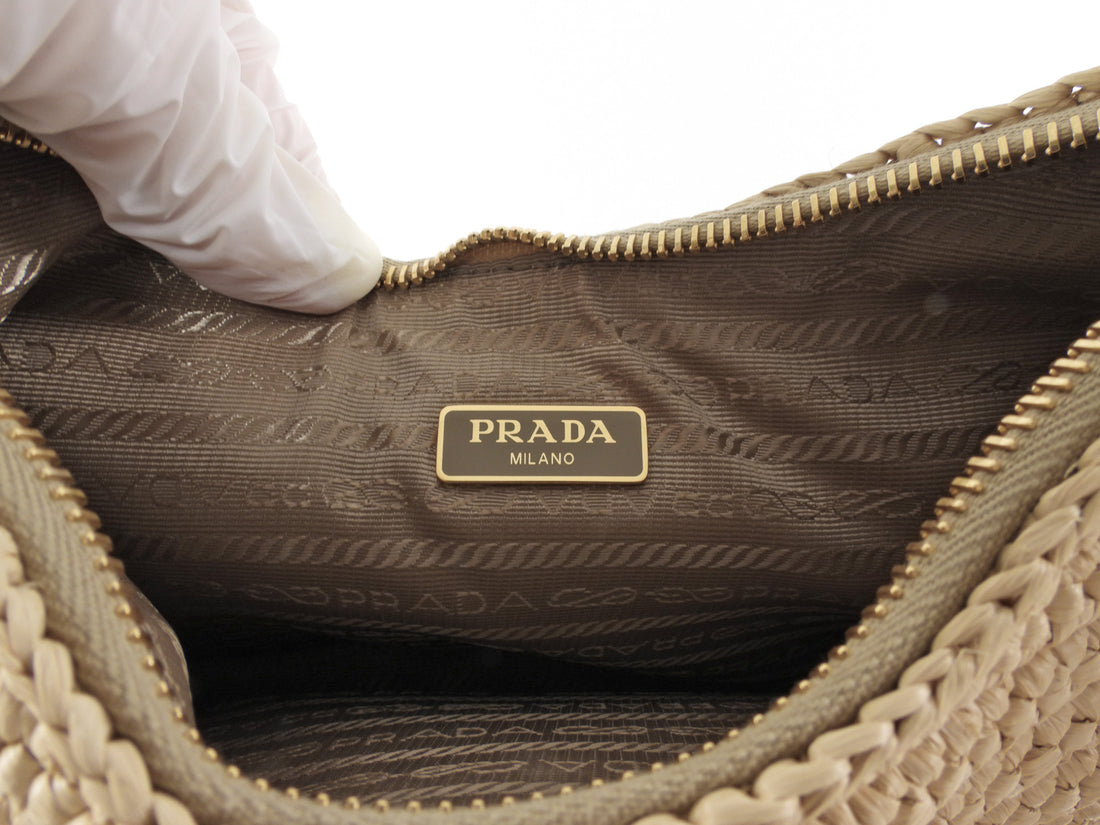 Prada Natrual Raffia Crochet Re-Edition 2005 Two-Way Crossdbody Bag