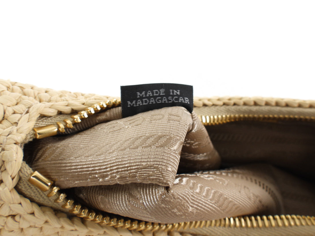 Prada Natrual Raffia Crochet Re-Edition 2005 Two-Way Crossdbody Bag