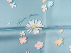 Hermes Blue Silk Floral 90cm Silk Twill Scarf