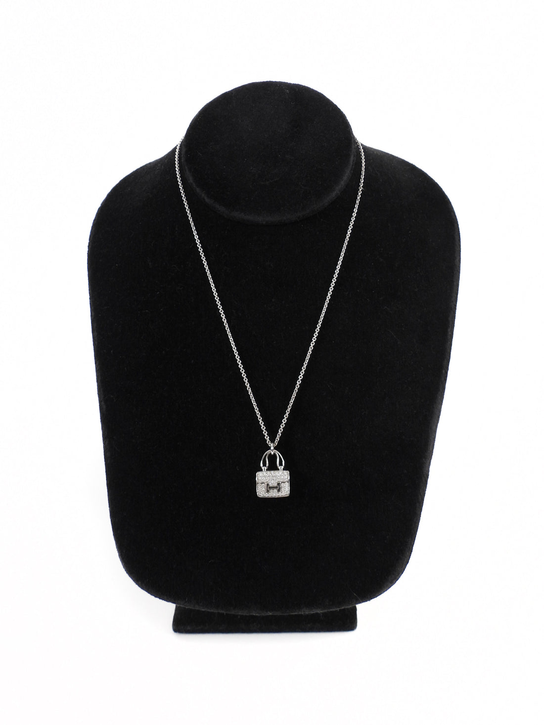 Hermes White Gold 18k White Gold Diamond Amulettes Constance Pendant Necklace