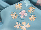 Hermes Blue Silk Floral 90cm Silk Twill Scarf
