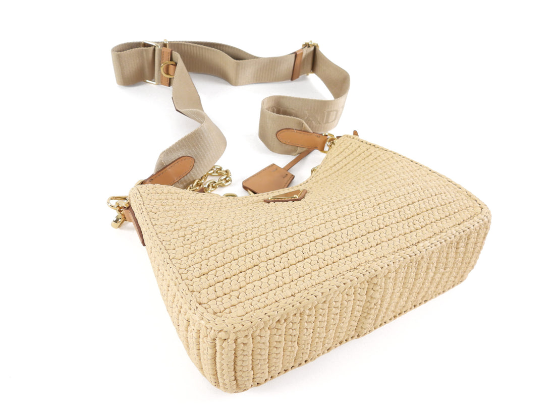 Prada Natrual Raffia Crochet Re-Edition 2005 Two-Way Crossdbody Bag
