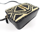 Saint Laurent Black and Natural Raffia Geometric Tassel Lou Camera Bag
