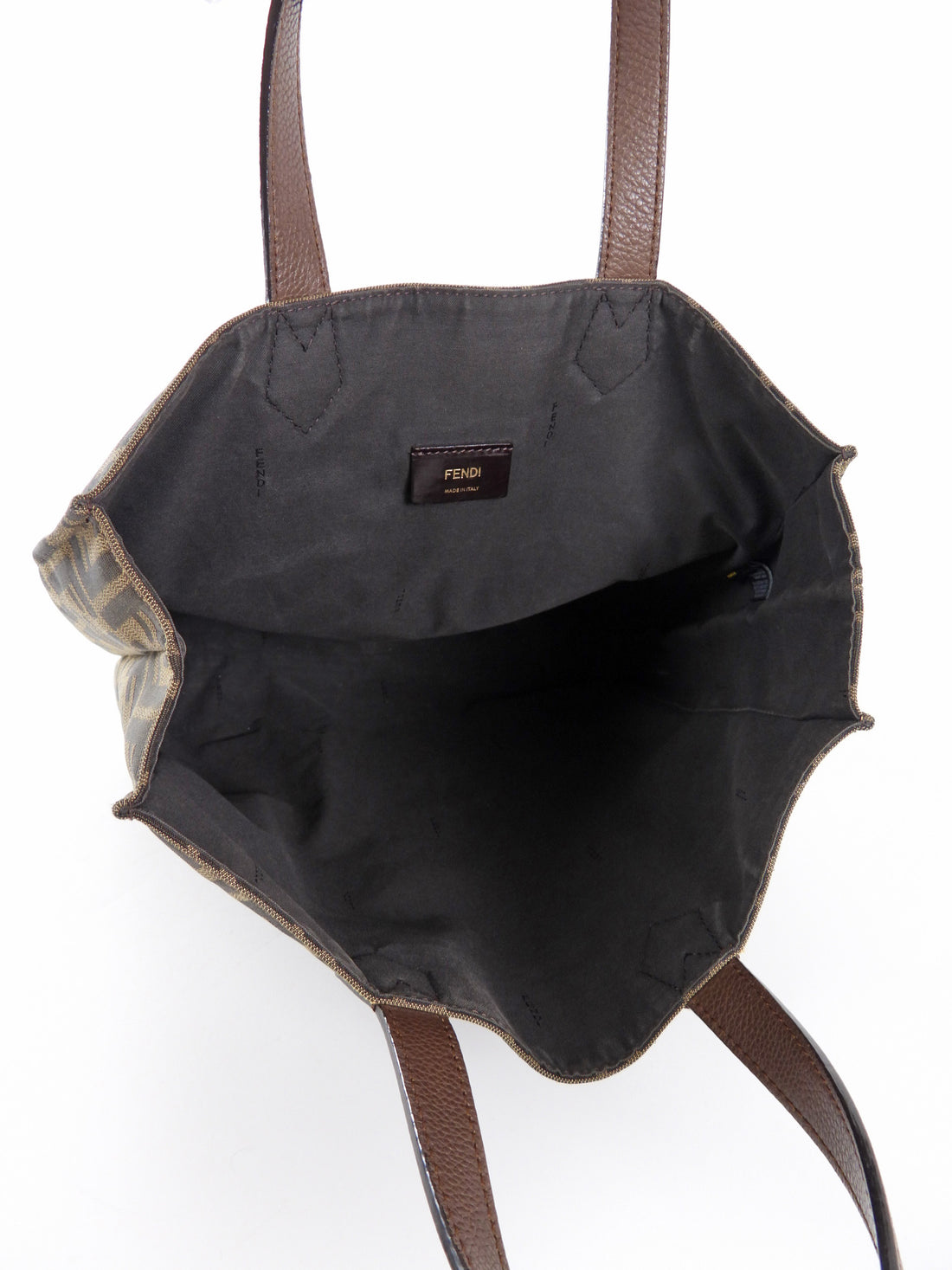 Fendi Zucca Brown Monogram Canvas Vertical Tote Bag