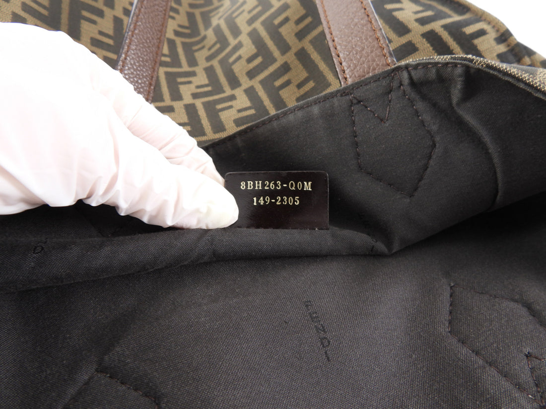 Fendi Zucca Brown Monogram Canvas Vertical Tote Bag