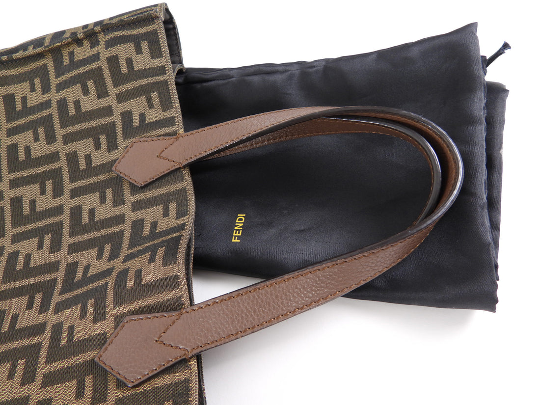Fendi Zucca Brown Monogram Canvas Vertical Tote Bag