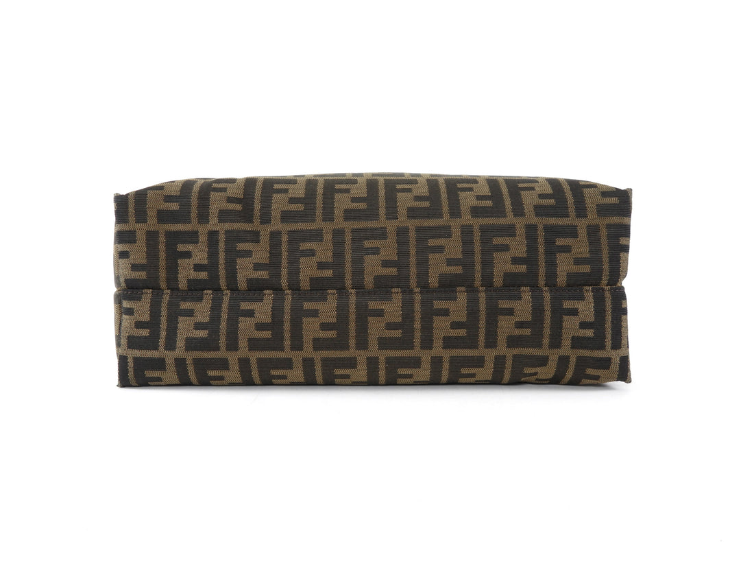 Fendi Zucca Brown Monogram Canvas Vertical Tote Bag