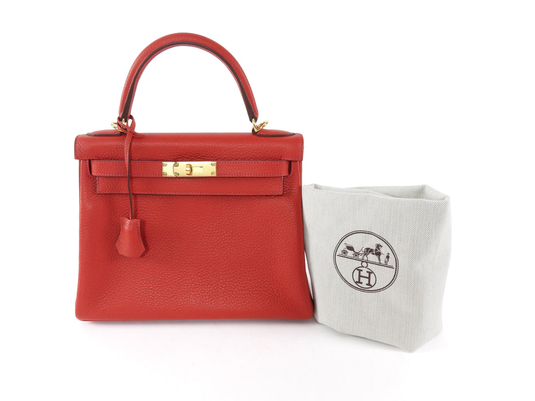 Hermes Red Rouge Casaque Togo Leather Kelly 28 Bag GHW 2022