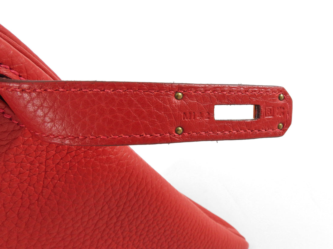 Hermes Red Rouge Casaque Togo Leather Kelly 28 Bag GHW 2022