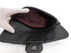 Chanel Black Perforated Leather Medium Flap Chain Wristlet Clutch Bag