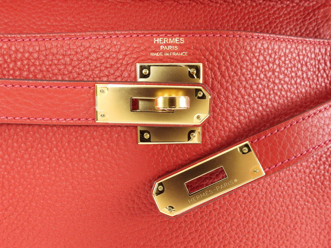 Hermes Red Rouge Casaque Togo Leather Kelly 28 Bag GHW 2022