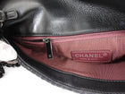 Chanel Black Perforated Leather Medium Flap Chain Wristlet Clutch Bag