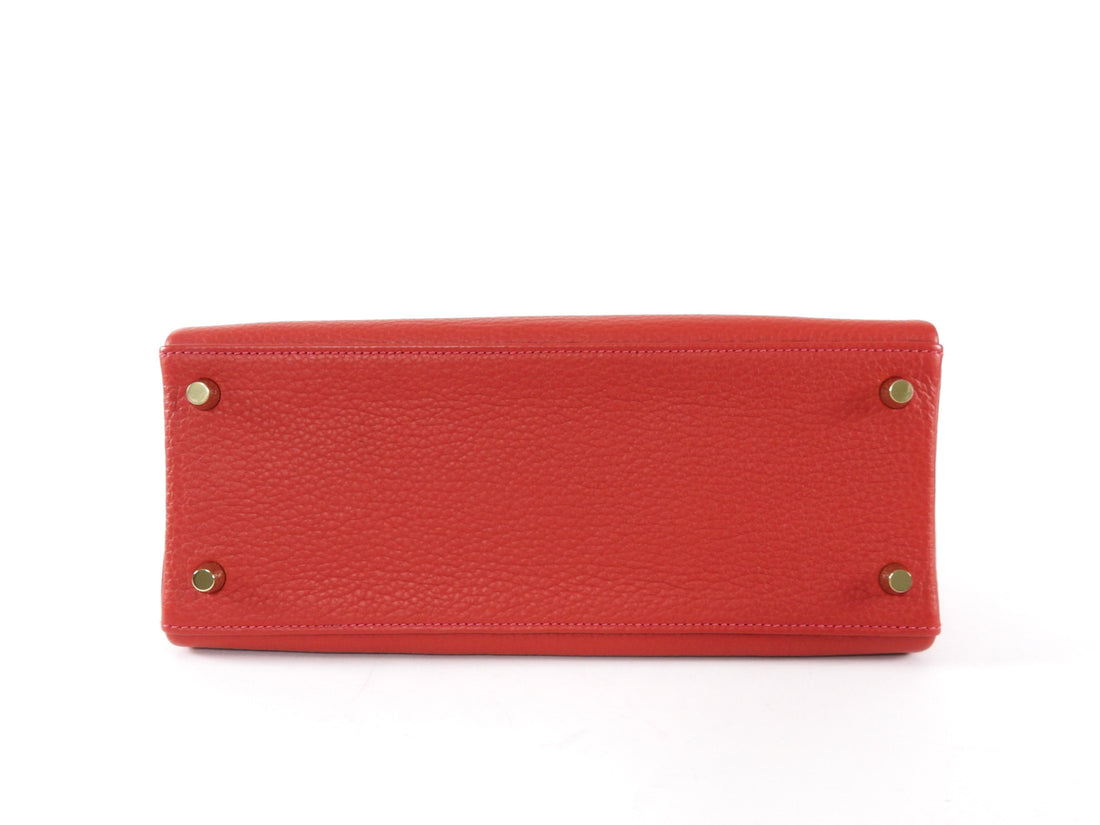 Hermes Red Rouge Casaque Togo Leather Kelly 28 Bag GHW 2022