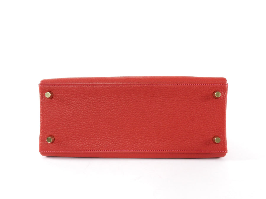Hermes Red Rouge Casaque Togo Leather Kelly 28 Bag GHW 2022