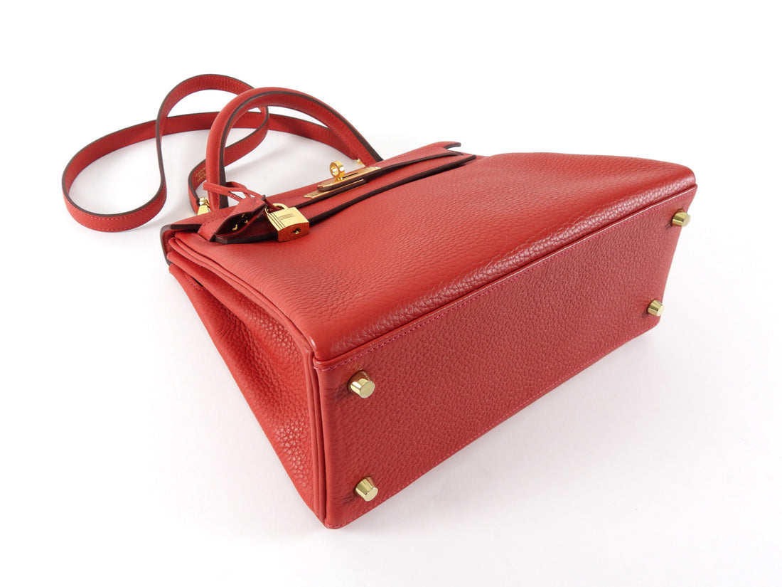 Hermes Red Rouge Casaque Togo Leather Kelly 28 Bag GHW 2022