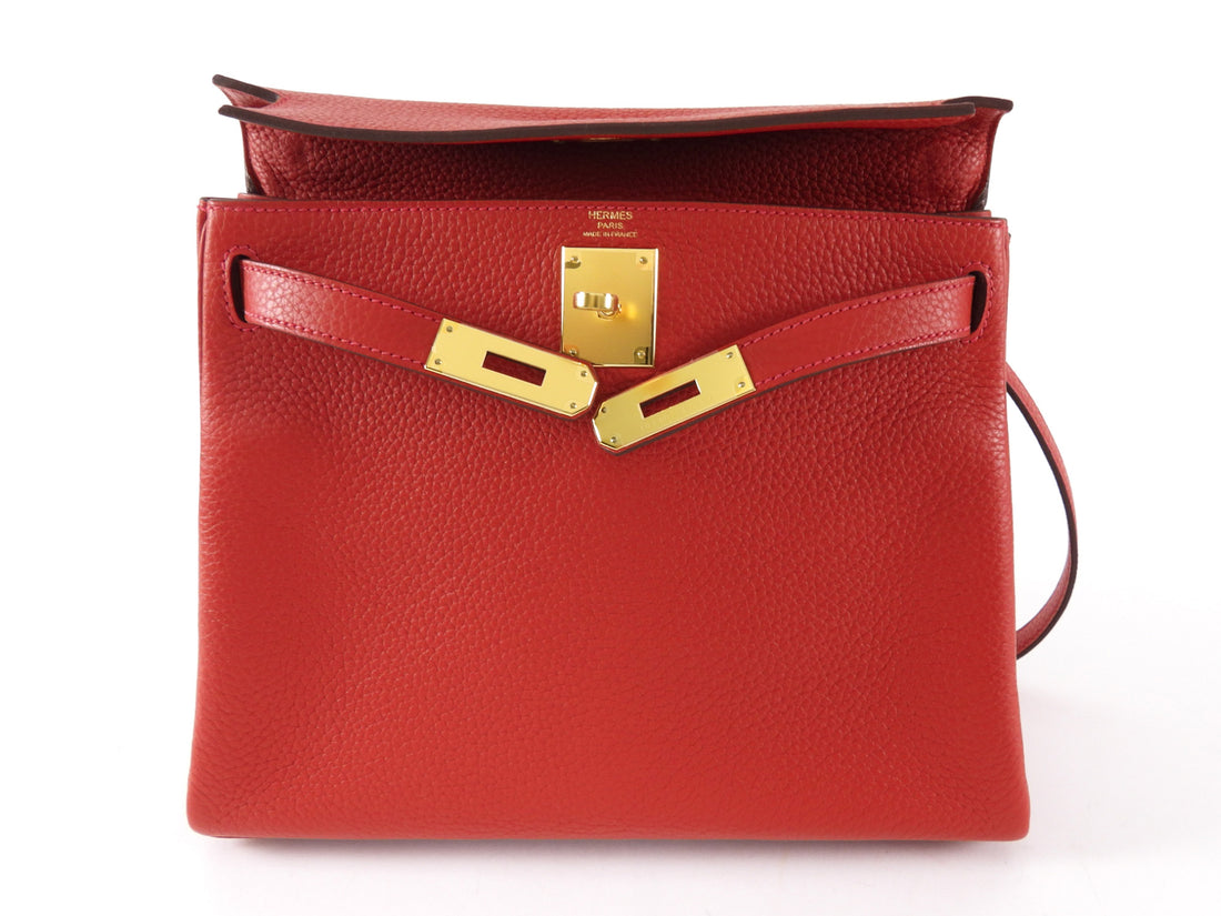 Hermes Red Rouge Casaque Togo Leather Kelly 28 Bag GHW 2022