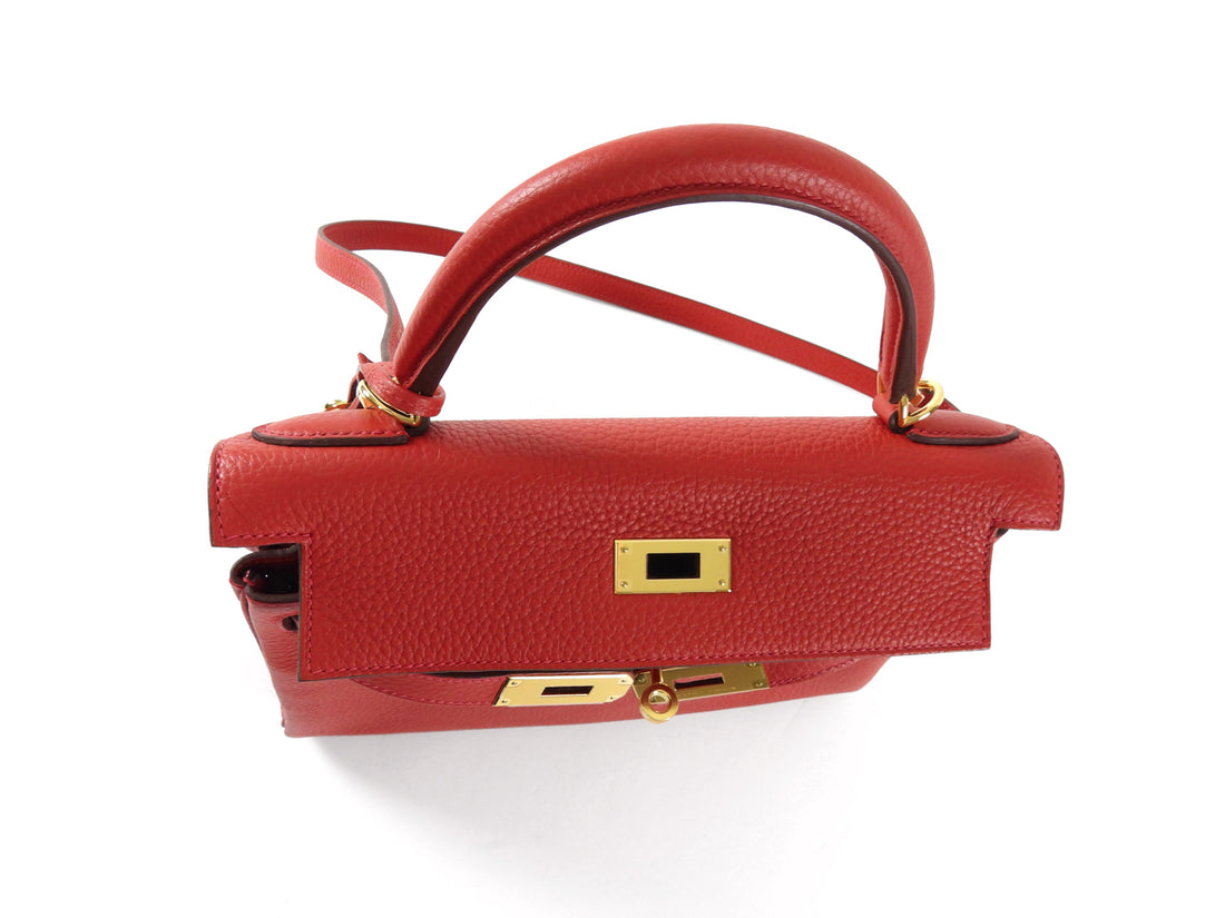 Hermes Red Rouge Casaque Togo Leather Kelly 28 Bag GHW 2022