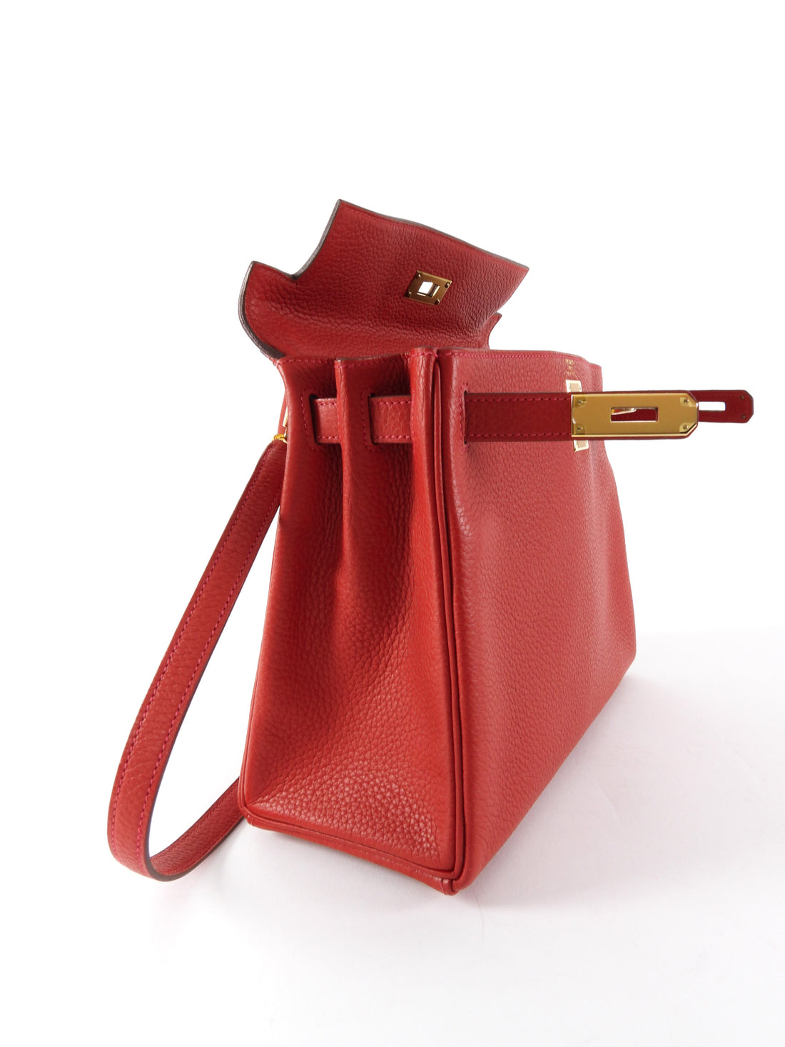 Hermes Red Rouge Casaque Togo Leather Kelly 28 Bag GHW 2022
